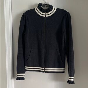 Treasure & Bond Black Bomber Jacket with White Accents